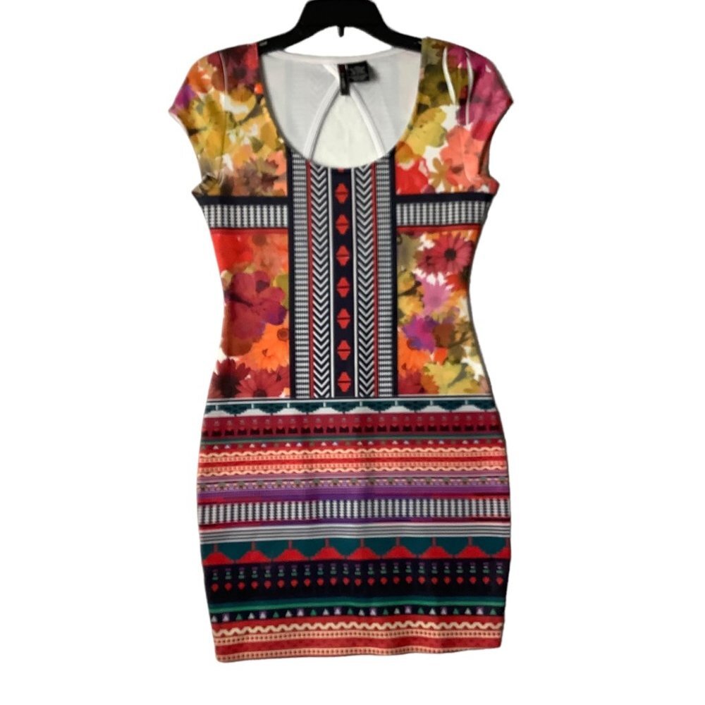 Fire‎ Los Angeles Dress Women Size Small Tribal Floral Print Bodycon NWOT